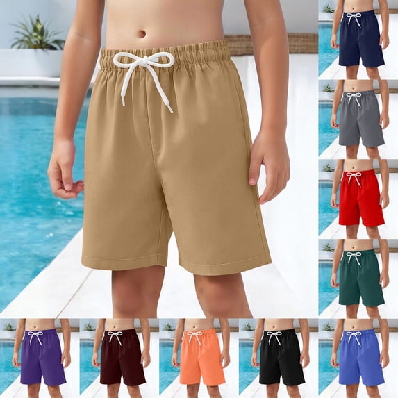 Faraee Boys Athletic Shorts Teen Summer Basketball Soccer Running Sweat Shorts Elastic Waist Casual Pull on Baggy Short Pants 5-14Y Black
