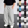 thumbnail image 1 of Faraee Boys Baggy Sweatpants Elastic Waist Wide Leg Jogger Pants with Pockets Loose Fit Casual Trousers 4t 5t 6t 7t 4-15 Years, 1 of 6