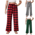 thumbnail image 1 of Faraee Boys Girls Pajama Pants Kids Soft Elastic Waist Lounge Trousers with Pockets Drawstring Plaid Pj Sleepwear Bottoms 7-18 Years Black, 1 of 7