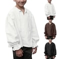 thumbnail image 1 of Faraee Boys Medieval Pirate Costume Kids Ruffled Long Sleeve Shirt Renaissance Lace up Scottish Jacobite Tops Fall Clothes Size 4-14 Years, 1 of 9