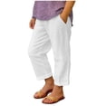 thumbnail image 1 of Faraee Boys Pull on Linen Pants Lightweight Summer Casual Beach Trousers Breathable Elastic Waist Wide Leg Outfit with Pocket 4t 5t 6t 4-15 Years White, 1 of 5