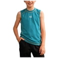 thumbnail image 1 of Faraee Boys Tank Tops Athletic Sleeveless Crewneck T-Shirts Kids Summer Basic Tee for Outdoor Workout Casual Walking Running 3T 4T 5T 6T 3-14 Years Dark Blue, 1 of 6