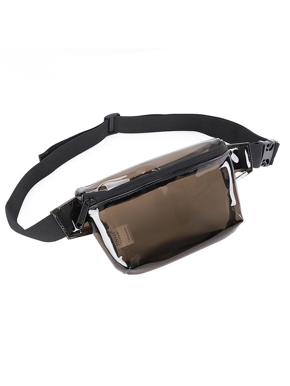 Clear Fanny Pack Belt Bag Stadium Approved for Women Men Waterproof Running Hiking Waist Purse Black