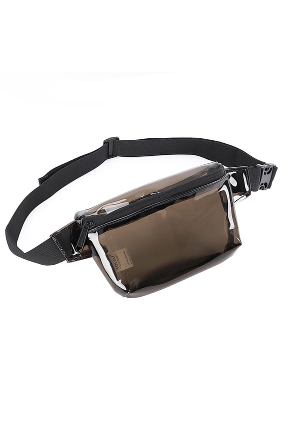 Clear Fanny Pack Belt Bag Stadium Approved for Women Men Waterproof Running Hiking Waist Purse Black