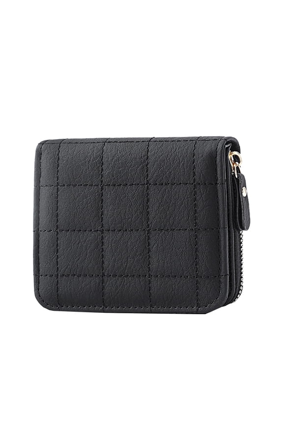 Credit Card Wallet Zipper Card Cases Holder for Women RFID Blocking Compact Keychain Purse Black