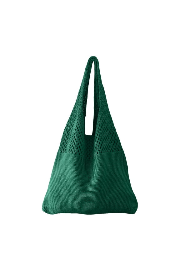 Crochet Mesh Beach Tote Bags for Women Shoulder Handbags Summer Aesthetic Hobo Purse Green
