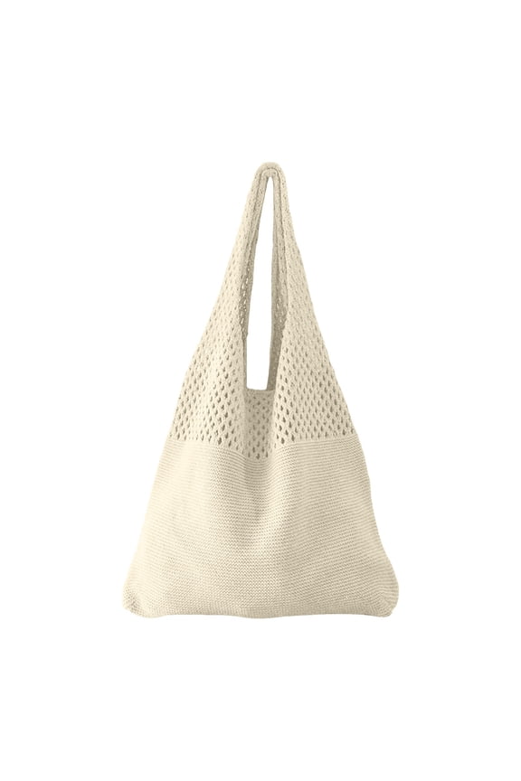 Crochet Mesh Beach Tote Bags for Women Shoulder Handbags Summer Aesthetic Hobo Purse White