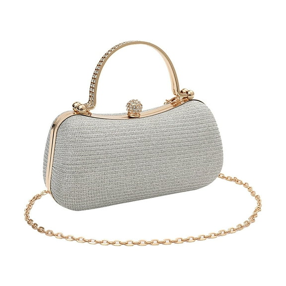Faraee Crossbody Bag for Women Rhinestone Small Clutch Purse Top Handle Shoulder Tote Handbag Silver
