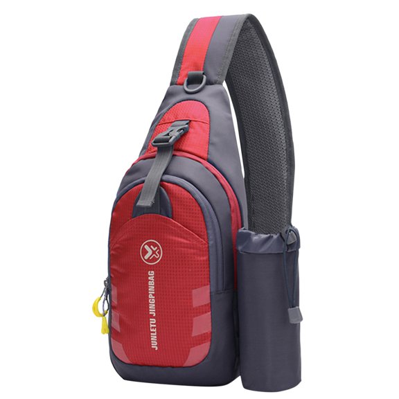 Faraee Crossbody Sling Backpack for Women Men Travel Bike Gym Chest Bag Daypack with Bottle Pocket Red