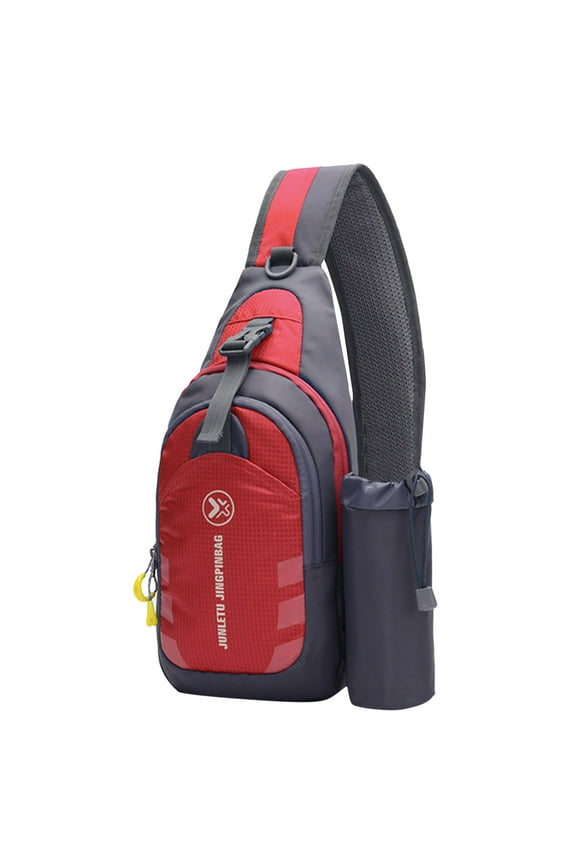 Crossbody Sling Backpack for Women Men Travel Bike Gym Chest Bag Daypack with Bottle Pocket Red