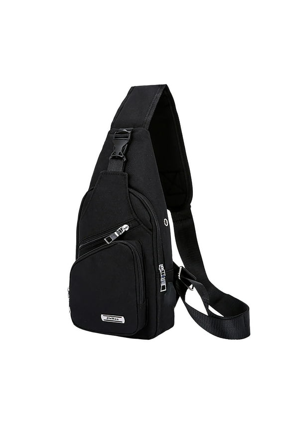 Crossbody Sling Bag Men Casual Shoulder Backpack Chest Daypack Satchel for Hiking Travel Black