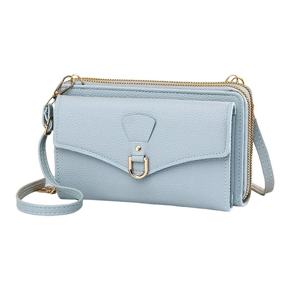 Faraee Crossbody Wallet for Women RFID Leather Phone Pocket Shoulder Wristlet Purse Small Bag Blue