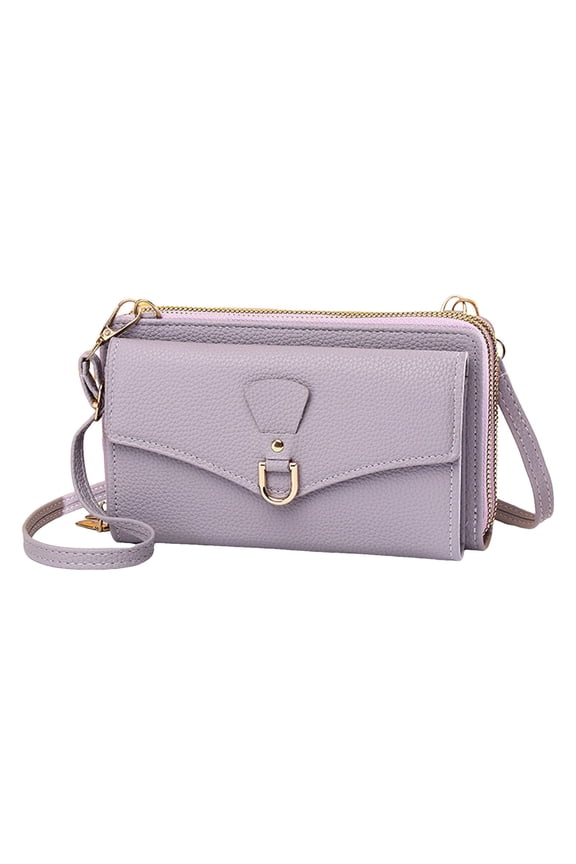 Crossbody Wallet for Women RFID Leather Phone Pocket Shoulder Wristlet Purse Small Bag Purple