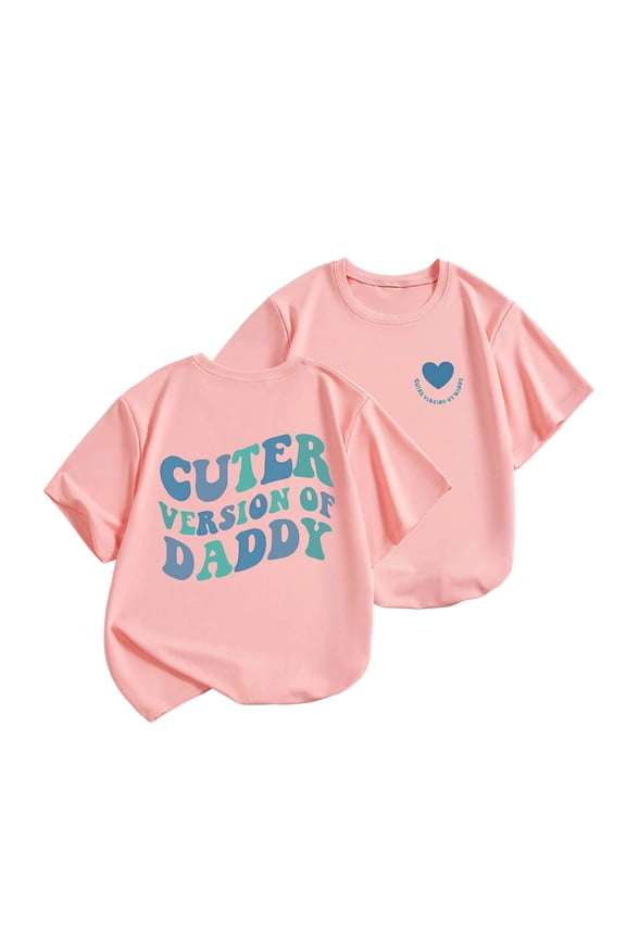 Daddy and Me Shirt Toddler Daddy's Funny Letter Print Tee Tops Girls Boys Short Sleeve Basic T-Shirt Family Matching Outfit Pink 4-5 Years