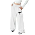 thumbnail image 1 of Faraee Girl's Bowknot Baggy Sweatpants Teen Trendy Straight Wide Leg Athletic Sweat Pants Elastic Waist Loose Jogger Trousers with Pockets Size 3-18 Years, 1 of 4