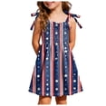 thumbnail image 1 of Faraee Girls 4th of July Dress Toddler Patriotic Outfit American Flag Sundress Kids Sleeveless Smocked Casual Summer Clothes (2-3T,Brick Red), 1 of 6