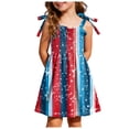 thumbnail image 1 of Faraee Girls 4th of July Dress Toddler Patriotic Outfit American Flag Sundress Kids Sleeveless Smocked Casual Summer Clothes (5-6T,Hot Pink), 1 of 6