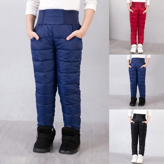 Faraee Girls Boys Snow Pants Waterproof Insulated Winter Warm Hiking Long Pant Fleece Lined Ski Snowpants Girl Activewear Clothes Size 2-9 Years