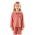 thumbnail image 1 of Faraee Girls Fuzzy Pajama Set 2 Piece Soft Plush Fleece Pjs Loungewear Long Sleeve Button Down Tops Pants Plaid Kids Sleepwear Fall Winter Clothes (Red,4-5 Years), 1 of 5