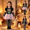 thumbnail image 1 of Faraee Girls Skeleton Costume Punk Bones Tutu Dress for Toddler Girl Short Sleeve Tops + Tulle Skirt Leggings + Sleeves Halloween Clothing Set 1t 2t 3t 4t 5t, 1 of 4