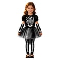 thumbnail image 1 of Faraee Girls Skeleton Costume Punk Bones Tutu Dress for Toddler Girl Short Sleeve Tops + Tulle Skirt Leggings + Sleeves Halloween Clothing Set 1t 2t 3t 4t 5t, 1 of 4