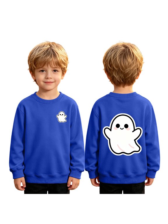 Halloween Ghost Sweatshirts for Toddler Kids Boys Girls Long Sleeve Pullover Tops Cute Fall Sweater Clothes