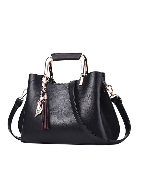 Handbags for Women Leather Shopping Party Tote Purse Large Capacity Shoulder Crossbody Bag Black