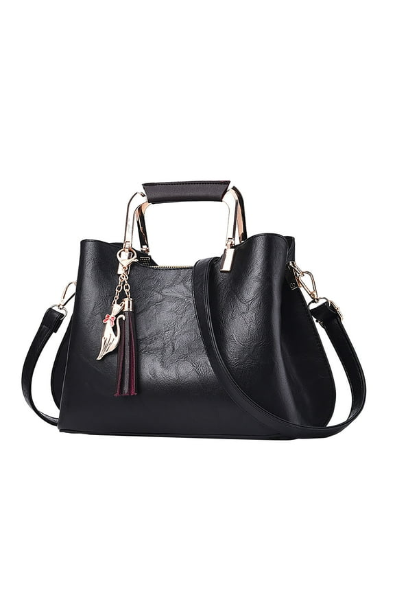 Handbags for Women Leather Shopping Party Tote Purse Large Capacity Shoulder Crossbody Bag Black