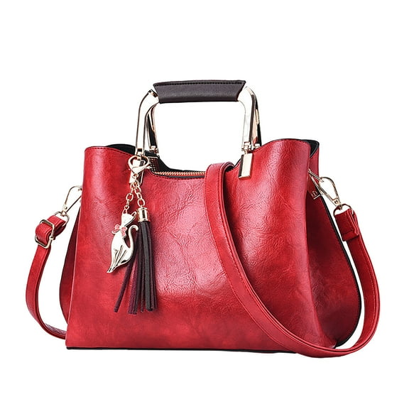 Faraee Handbags for Women Leather Shopping Party Tote Purse Large Capacity Shoulder Crossbody Bag Red