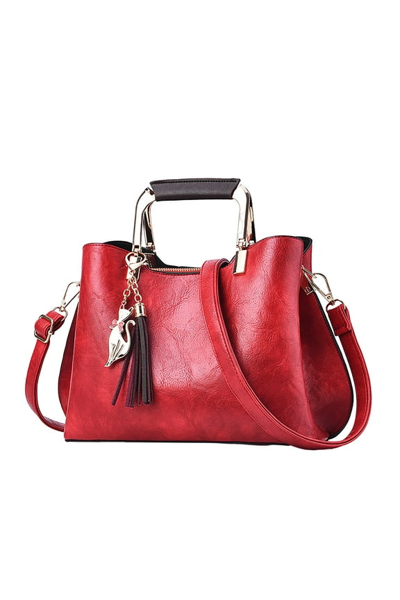 Handbags for Women Leather Shopping Party Tote Purse Large Capacity Shoulder Crossbody Bag Red