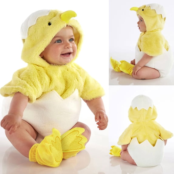 Faraee Infant Baby Chicken Costume Boys Girls Hatching Duck Romper Outfit Sleeveless Hoodies Jumpsuit with Sock Shoes 3 6 9 12 18 24 Months Yellow