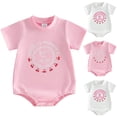 thumbnail image 1 of Faraee Infant Baby Girl Summer Bubble Romper One Piece Newborn Short Sleeve Jumpsuit Toddler Oversized Bodysuit Clothes Pink 6-12 Months, 1 of 6