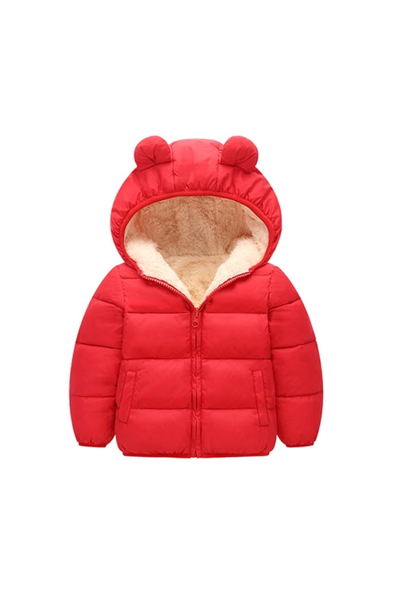 Infant Baby Winter Coat Cute Bear Ear Hooded Jacket Warm Fleece Lined Outerwear Windproof Quilted Toddler Boy Girl Snow Coat Size 0-4 Years