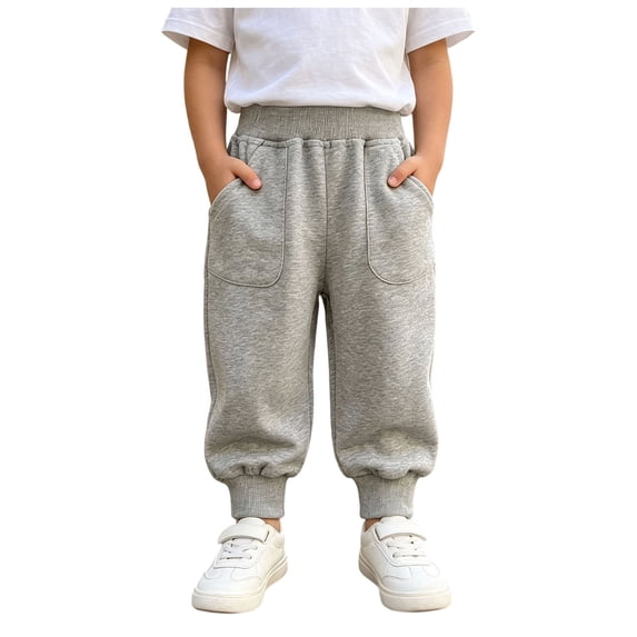 Faraee Kids Jogger Pants Elastic Waist Toddler Boys Casual Sweatpants with Side Pockets 2T 3T 4T 5T 6T 7T Loose Fit Solid Color Cotton Active Soft Trousers