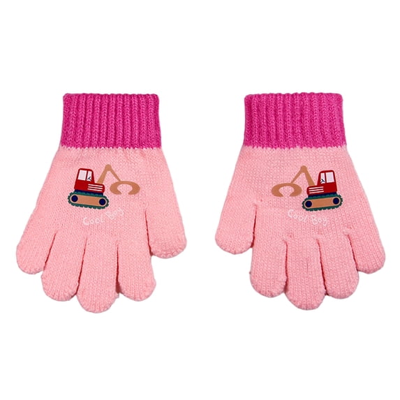 Faraee Kids Knit Winter Gloves Solid Color Stretchy Full Finger Warm Thermal Gloves Soft Windproof Cold Weather Hand Wear for Boys Girls