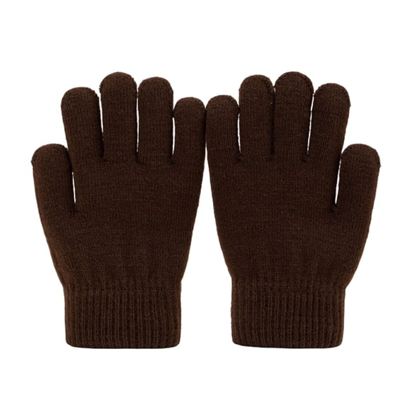 Faraee Kids Knit Winter Gloves Solid Color Stretchy Full Finger Warm Thermal Gloves Soft Windproof Cold Weather Hand Wear for Boys Girls