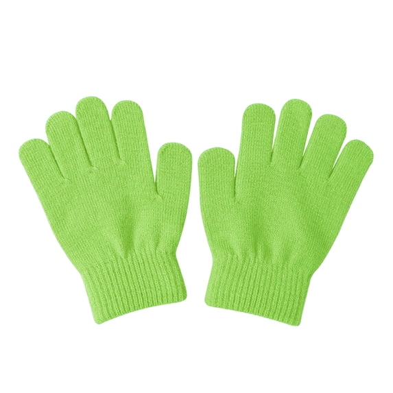 Faraee Kids Knit Winter Gloves Solid Color Stretchy Full Finger Warm Thermal Gloves Soft Windproof Cold Weather Hand Wear for Boys Girls