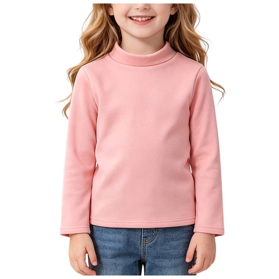 Faraee Kids Mock Turtleneck Pullover Little Boys Girls Solid Color Fleece Shirts Lightweight Fall Winter Basic Layer Tops 2t 3t 4t 5t 6t 2-12 Years,Pink