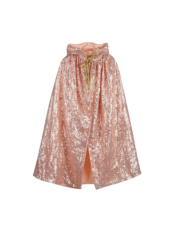 Kids Sequins Hooded Cloak Girls Boys Full Length Long Cape Toddler Sparkly Shawl Christmas Birthday Party Festival Outfit 4-12 Years