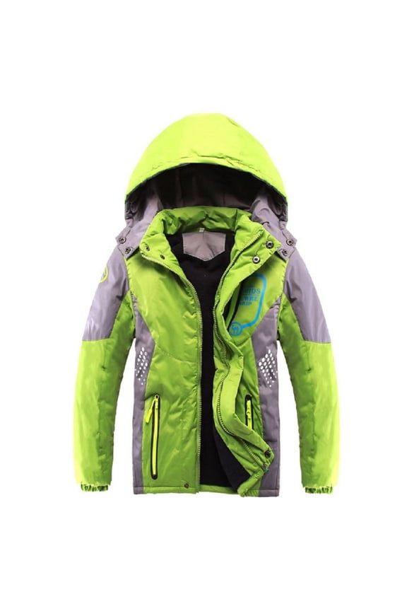 Kids Waterproof Ski Jacket Warm Winter Snow Coat Boys and Girls Fleece Hooded Snowboarding Outerwear with Zip Pockets Size 4-12 Years