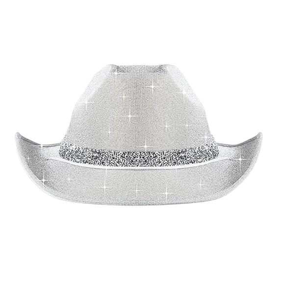 Faraee Kids Western Cowboy Hat for Girls and Boys Rhinestone Wide Brim Glitter Cowgirl Hats for Halloween Party White 9-15 Years
