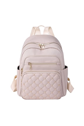 Laptop Backpack Purse for Women Leather Mini Bookbag Work Travel Top Handle Satchel Beige