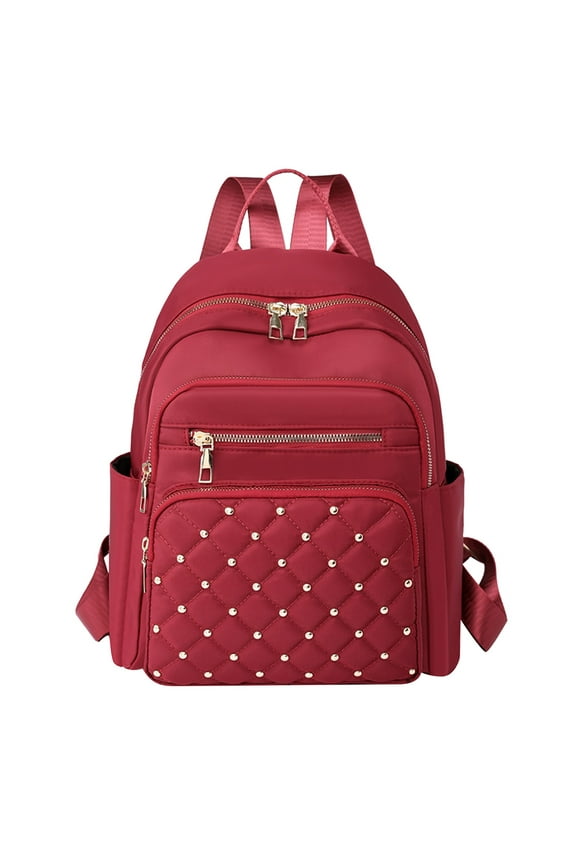 Laptop Backpack Purse for Women Leather Mini Bookbag Work Travel Top Handle Satchel Red