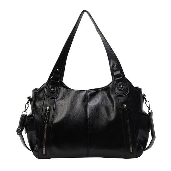 Faraee Leather Satchel Tote Bag for Women Top Handle Handbag Large Capacity Shoulder Bags Purse Black