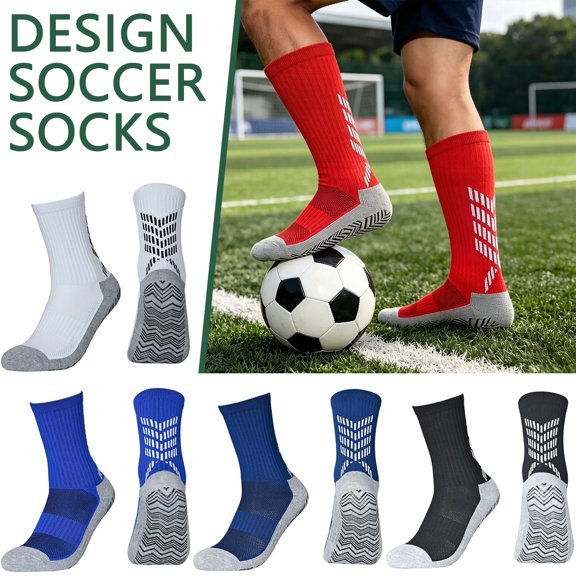 Faraee Men's Grip Soccer Socks Anti Slip Athletic Grippy Sock Color Block Non Slip Pads for Football Basketball Pilates Yoga One Size,Black