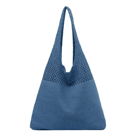 Faraee Mesh Beach Tote Bag for Women Knitting Hollow Summer Handbags Beach Hobo Shoulder Satchel