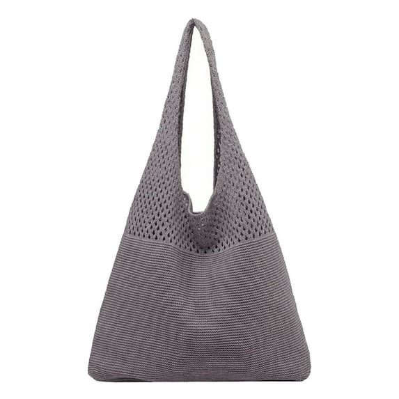 Faraee Mesh Beach Tote Bag for Women Knitting Hollow Summer Handbags Beach Hobo Shoulder Satchel
