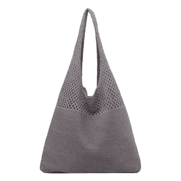 Faraee Mesh Beach Tote Bag for Women Knitting Hollow Summer Handbags Beach Hobo Shoulder Satchel