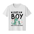 thumbnail image 1 of Faraee Mothers Day Shirt for Kids Toddler Boys Girls Letter Print Short Sleeve T-Shirt Crewneck Casual Basic Tee Tops White 7-8 Years, 1 of 4
