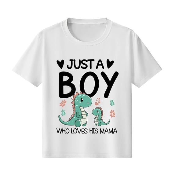 Faraee Mothers Day Shirt for Kids Toddler Boys Girls Letter Print Short Sleeve T-Shirt Crewneck Casual Basic Tee Tops White 7-8 Years